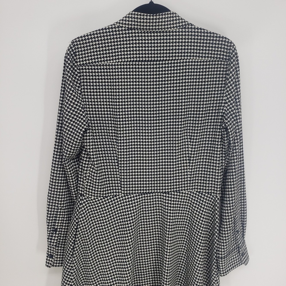 Ralph Lauren Houndstooth Fit & Flare Shirt Dress Size 10 Black White Long Sleeve - Picture 7 of 9